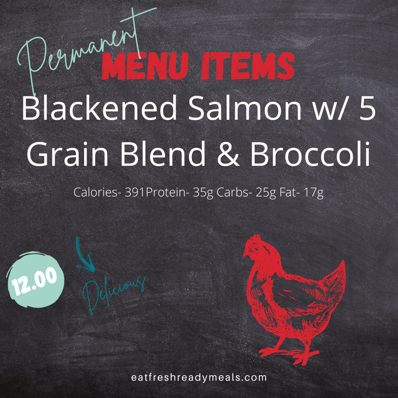 Blackened Salmon with Five Grain Blend & Broccoli